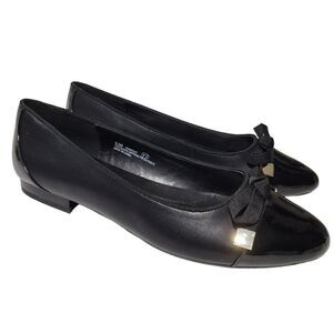 A2 Aerosoles Ballet Flats Shoes Womens Size 8.5 M Leather Patent Cap Toe Bow